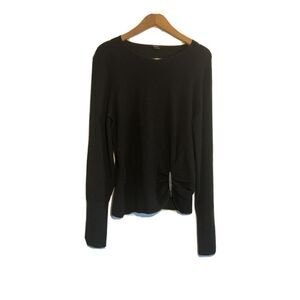 Raoul Crew Neck Sweater Womens Large Long Sleeve Gathered Waist‎ Stretch Black